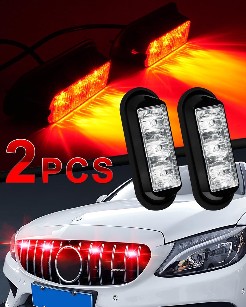 YM EBright YM E-Bright 2-Pack Red 3 LED Car Flash Light DRL Truck Emergency Strobe Flash Warning Light 12-24V - Image 4